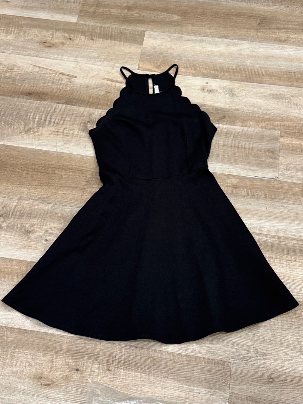 Lola Grace Black Scalloped Halter Fit & Flare Little Black Dress LBD